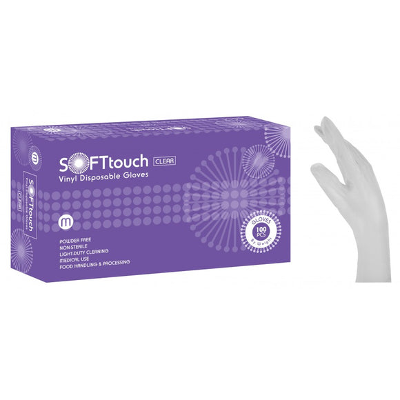 Γάντια Soft Touch Βινυλίου Λευκό Χωρίς Πούδρα 100τμχ